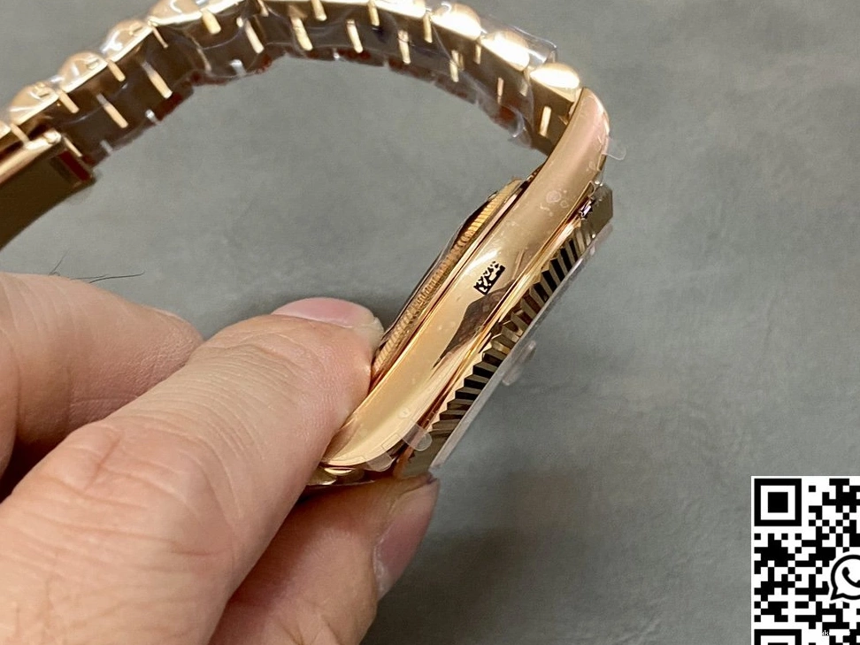 Rose Factory Gold Steel QF v5 Day Black M228235-0045 Tungsten Rolex Date Dial Diamond Hourmarker 0704